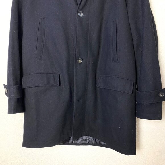 Lauren Ralph Lauren Wool Single Breasted Lined Pea Coat Jacket Black Large - Picture 4 of 7